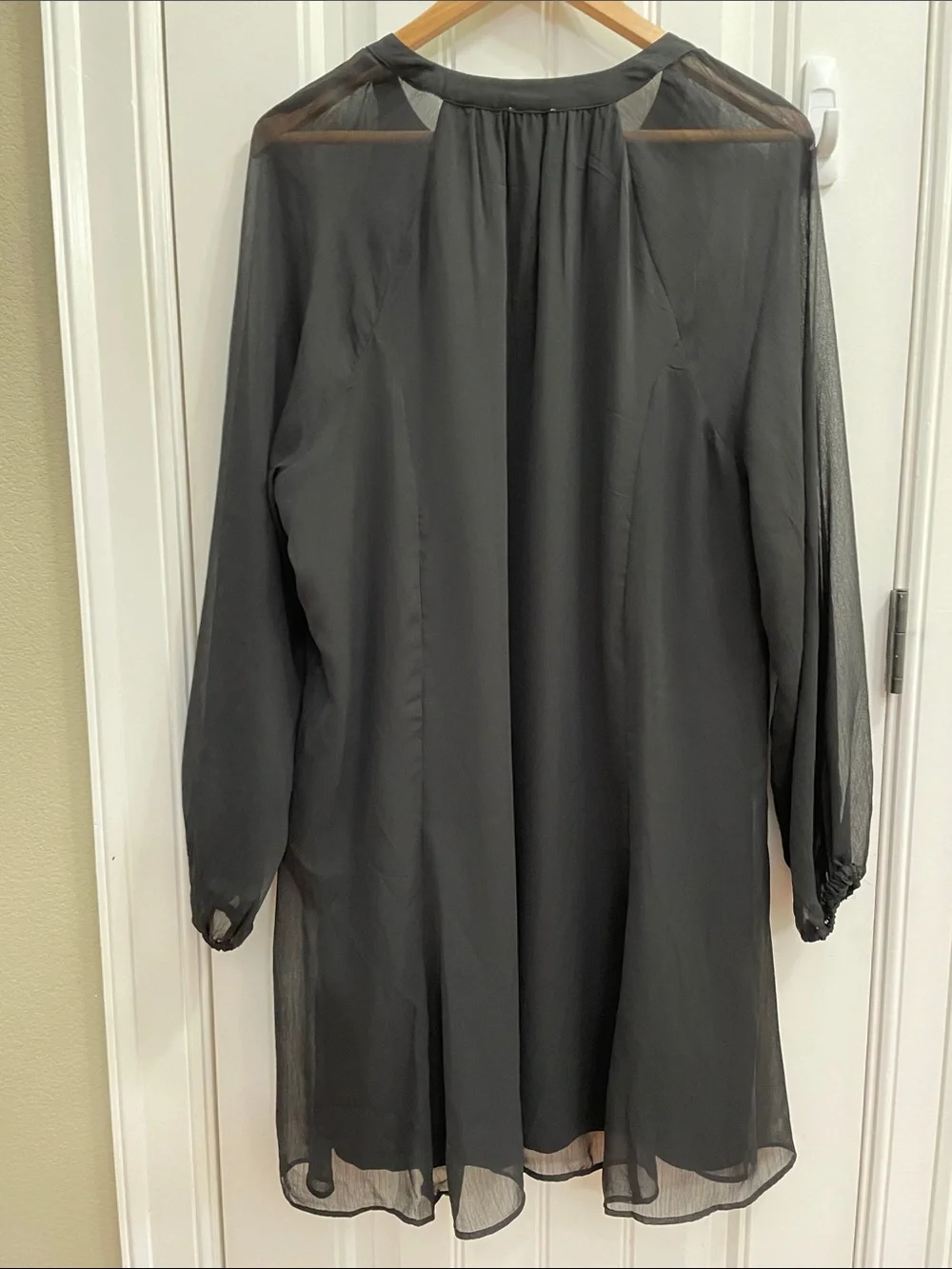 JOIE Dark Romantic Black Sheer Sleeve Dress Size XL